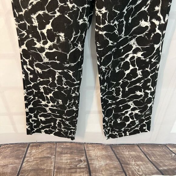 Glassons NWT Black White Print Super High Rise 90's Straight Leg Jeans Size 10 - Picture 5 of 12